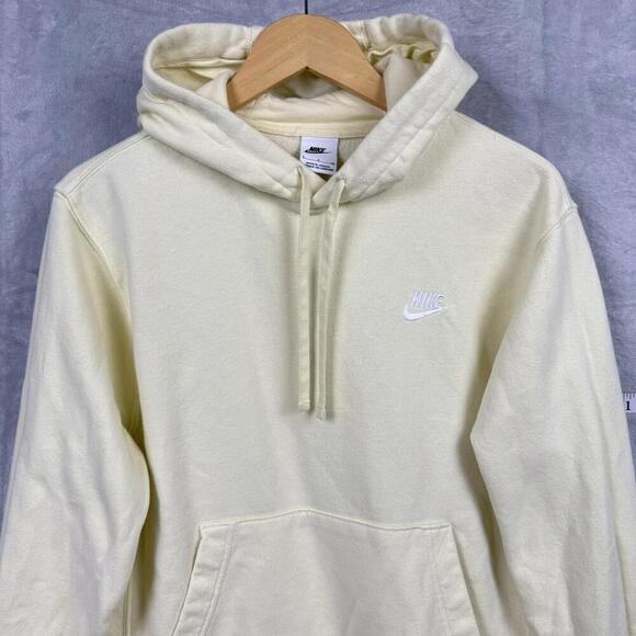 Nike Hoodie Men’s S Cream Yellow Sportswear Club Fleece Swoosh Logo Embroidered - Picture 2 of 9